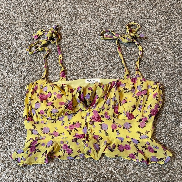 FOR LOVE & LEMONS Beaumont Top in Yellow Floral Size Small - Picture 6 of 10